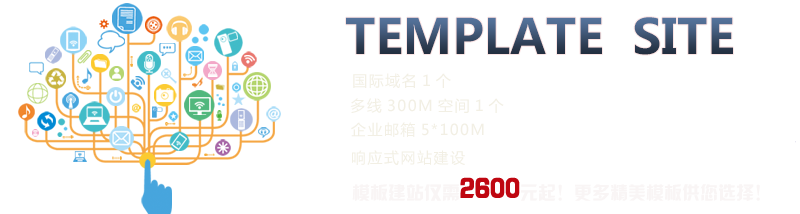 TEMPLATE SITE;國際域名1個、多線300M空間1個、企業郵箱5*100M、響應式網站建設、模板建站僅需2600元起！更多精美模板供您選擇！